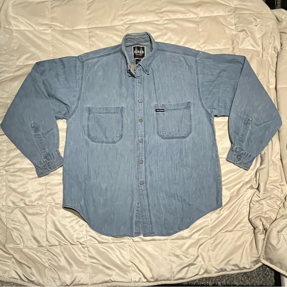 Men’s Harley Davison Button Up Denim Long Sleeve Shirt Sz Lg - Picture 2 of 7